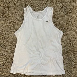 Nike Dri-Fit Miler Singlet Running White Tank Large